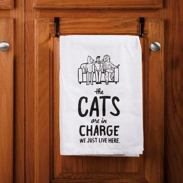 Alt view image 2 of 2 - Primitves By Kathy Dish Towel, 28", The Cats are in Charge, We Just Live Here
