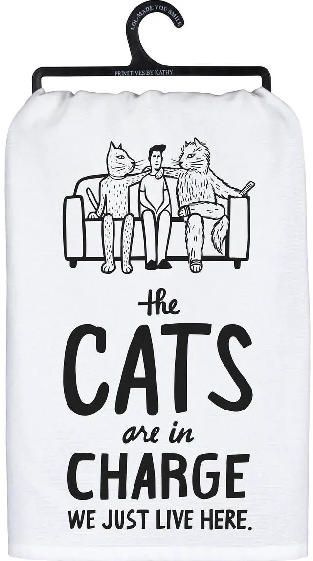 Main image of Primitves By Kathy Dish Towel, 28", The Cats are in Charge, We Just Live Here