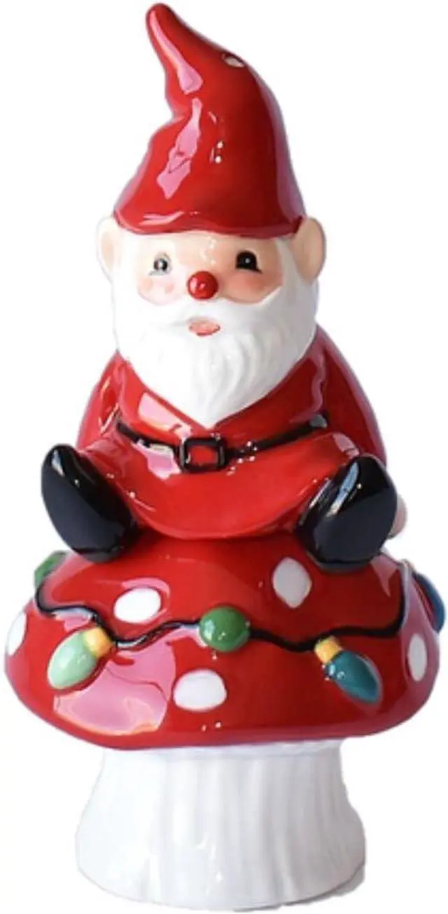 Alt view image 2 of 2 - Ganz MX180554 Gnome with Mushroom Salt and Pepper Shaker, 5-inch, Set of 2
