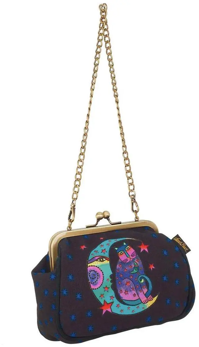 Main image of Laurel Burch Moonside Cat Clasp Purse with Shoulder Strap, 6 x 2.5 x 6
