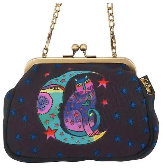 Alt view image 2 of 4 - Laurel Burch Moonside Cat Clasp Purse with Shoulder Strap, 6 x 2.5 x 6
