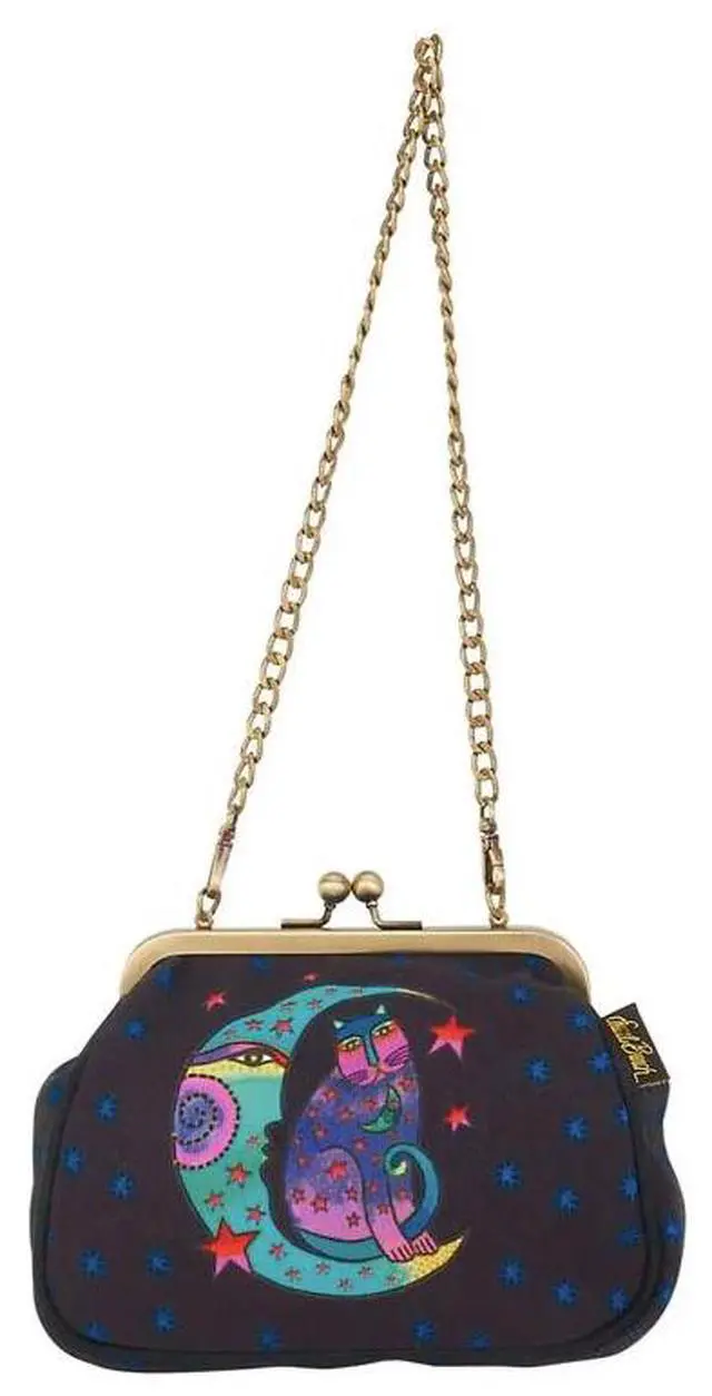 Alt view image 4 of 4 - Laurel Burch Moonside Cat Clasp Purse with Shoulder Strap, 6 x 2.5 x 6