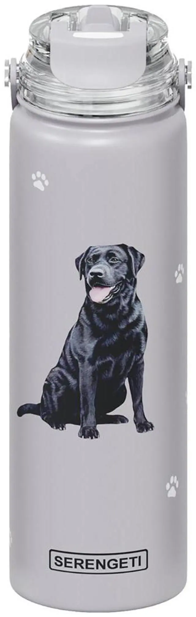 Main image of E&S Pets Stainless Steel Water Bottle 24 Oz, Spill Proof (Black Labrador)