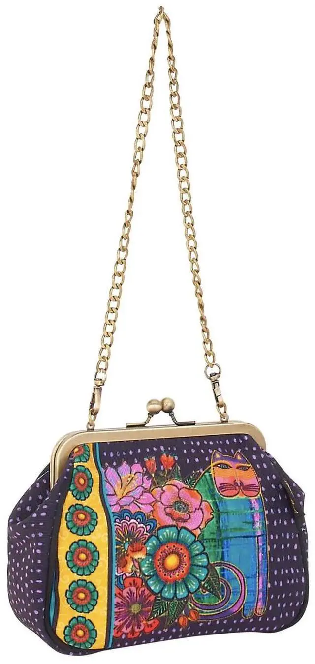 Main image of Laurel Burch Acacia Cat Clasp Purse with Shoulder Strap, 6 x 2.5 x 6