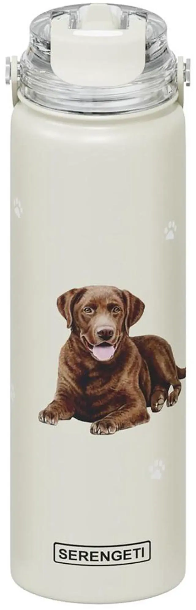 Main image of E&S Pets Stainless Steel Water Bottle 24 Oz, Spill Proof (Chocolate Labrador)