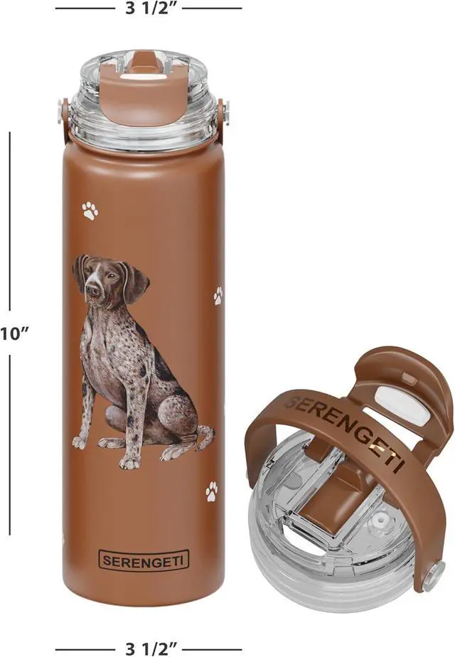 Alt view image 2 of 4 - E&S Pets Stainless Steel Water Bottle 24 Oz., Spill Proof (German Pointer)