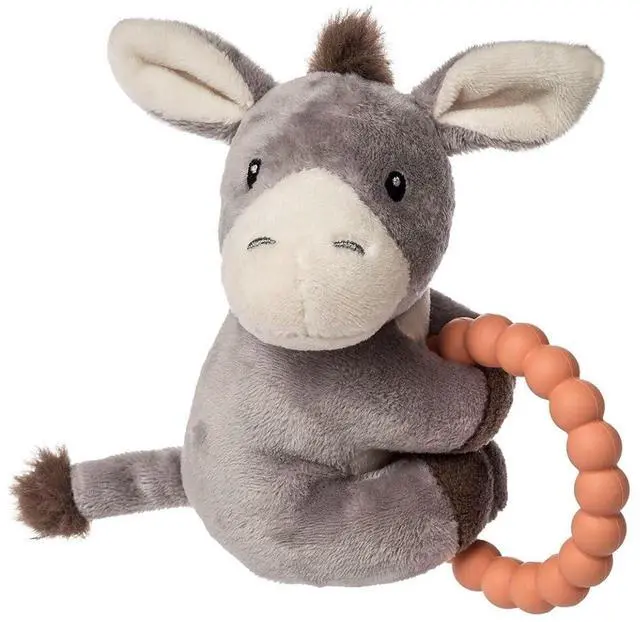 Main image of Mary Meyer Soft Baby Rattle with Soothing Teether Ring, 6", Dusty Donkey