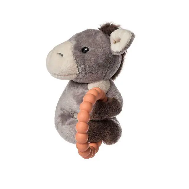Alt view image 2 of 4 - Mary Meyer Soft Baby Rattle with Soothing Teether Ring, 6", Dusty Donkey