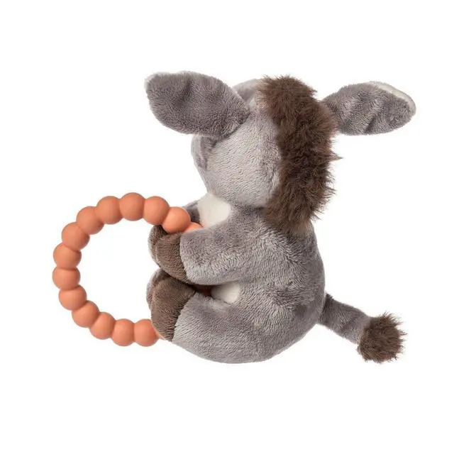 Alt view image 3 of 4 - Mary Meyer Soft Baby Rattle with Soothing Teether Ring, 6", Dusty Donkey