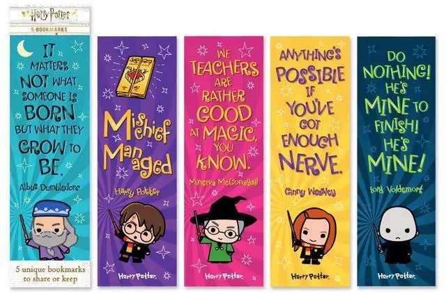 Main image of Re-Marks Harry Potter Wizards and Wands Set of 5 Different 2-Sided Bookmarks