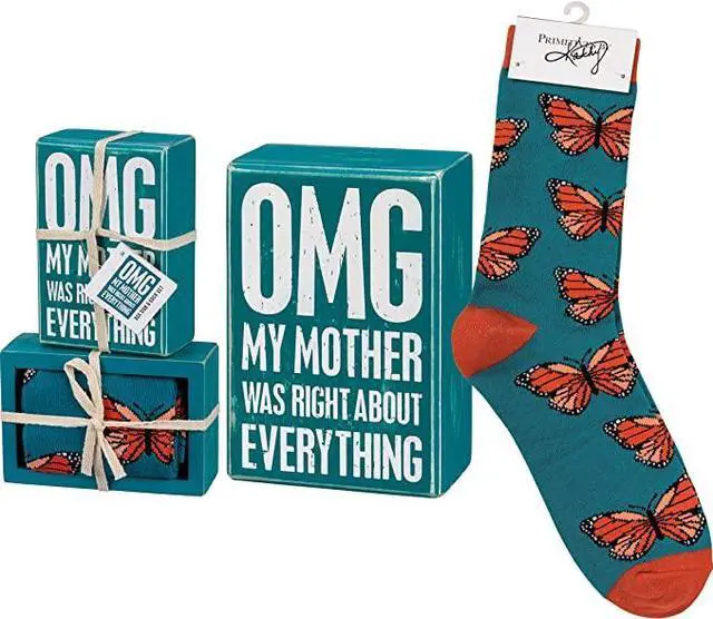 Alt view image 2 of 4 - Primitives by Kathy Omg My Mom Was Right About Everything Sign And Sock Gift Set