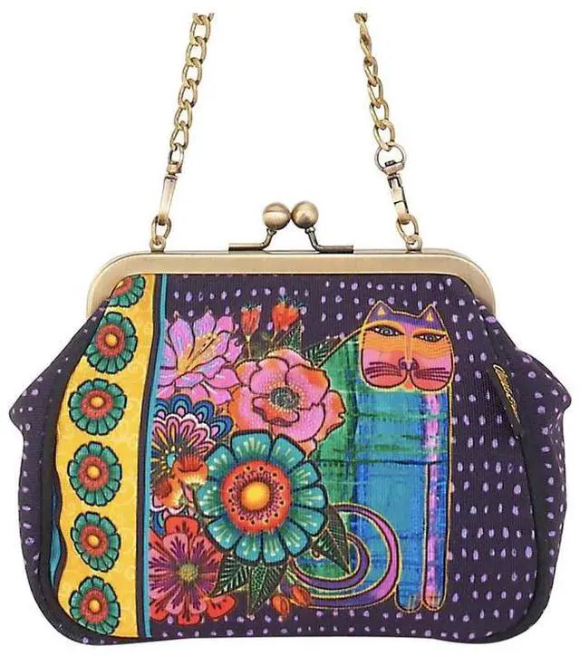 Alt view image 2 of 4 - Laurel Burch Acacia Cat Clasp Purse with Shoulder Strap, 6 x 2.5 x 6