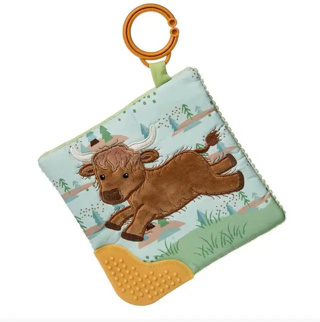 Main image of Mary Meyer Crinkle Me Toy with Baby Paper & Squeaker, 6 x 6", Hetty Highland Cow