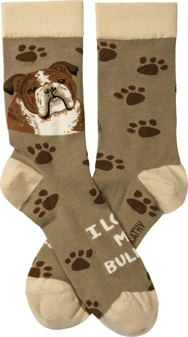 Alt view image 2 of 3 - Primitives By Kathy Socks - I Love My Bulldog