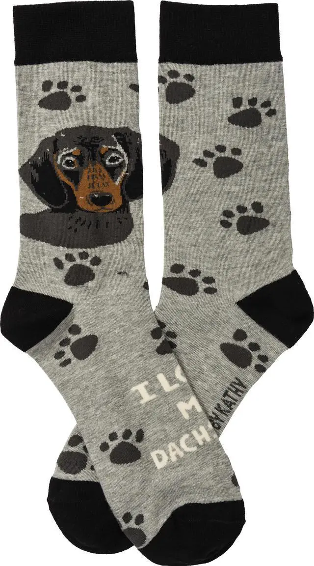 Alt view image 2 of 3 - Primitives By Kathy Socks - I Love My Black Dachshund