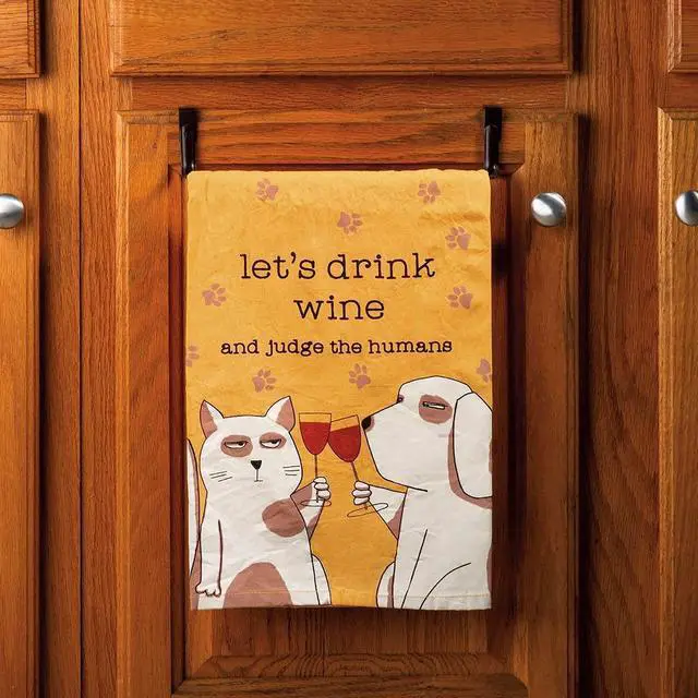 Alt view image 4 of 4 - Primitives by Kathy Kitchen Dish Towel - Let's Drink Wine and Judge The Humans