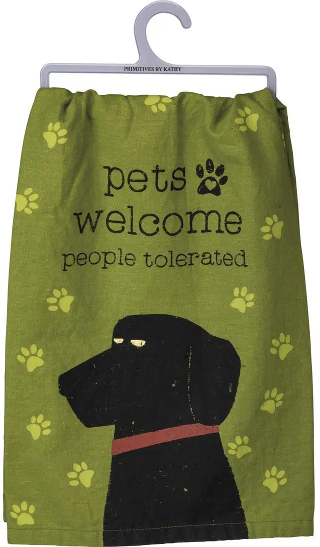 Alt view image 3 of 3 - Primitives by Kathy Dish Towel - Pets Welcome People Tolerated