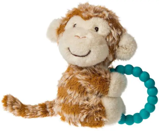 Main image of Mary Meyer Soft Baby Rattle with Soothing Teether Ring, 6-Inches, Afrique Monkey