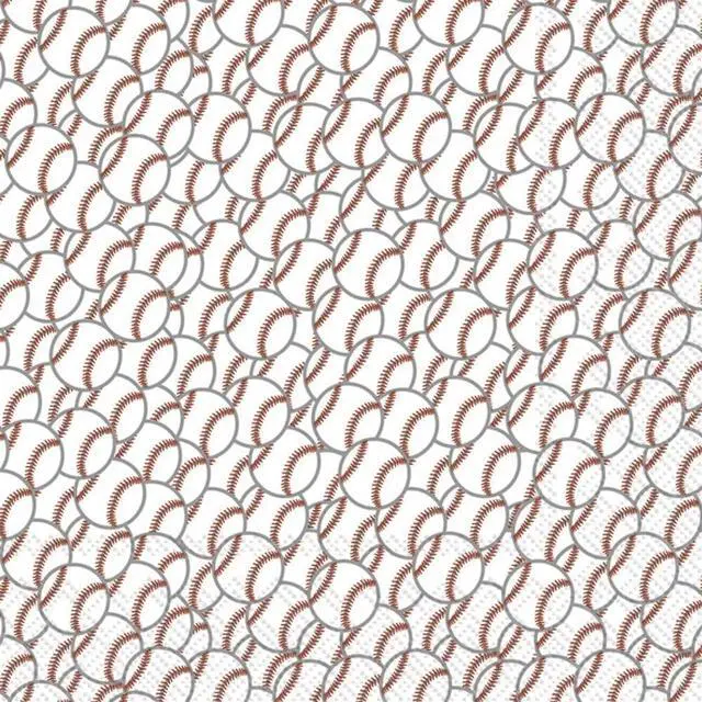 Main image of Boston International 5 x 5 in. Paper Cocktail Napkin Baseball Red - Pack of 20