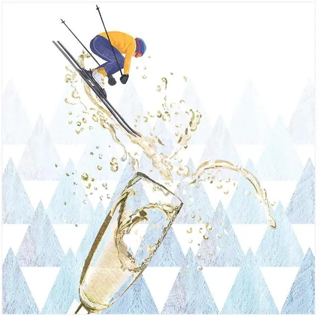 Main image of PaperProducts Design Apres Ski Champagne Beverage Napkin, 20 CT, 5 x 5 inches