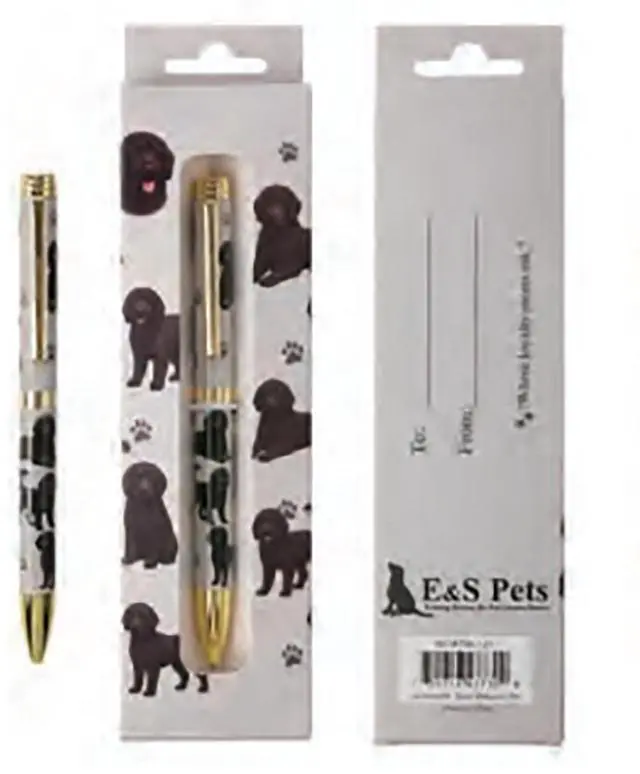 Main image of E&S Pets Refillable Ball Point Pen in Gift Box, Black Labradoodle Dog