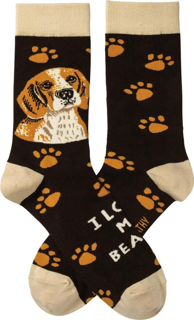 Alt view image 2 of 3 - Primitives By Kathy Socks - I Love My Beagle