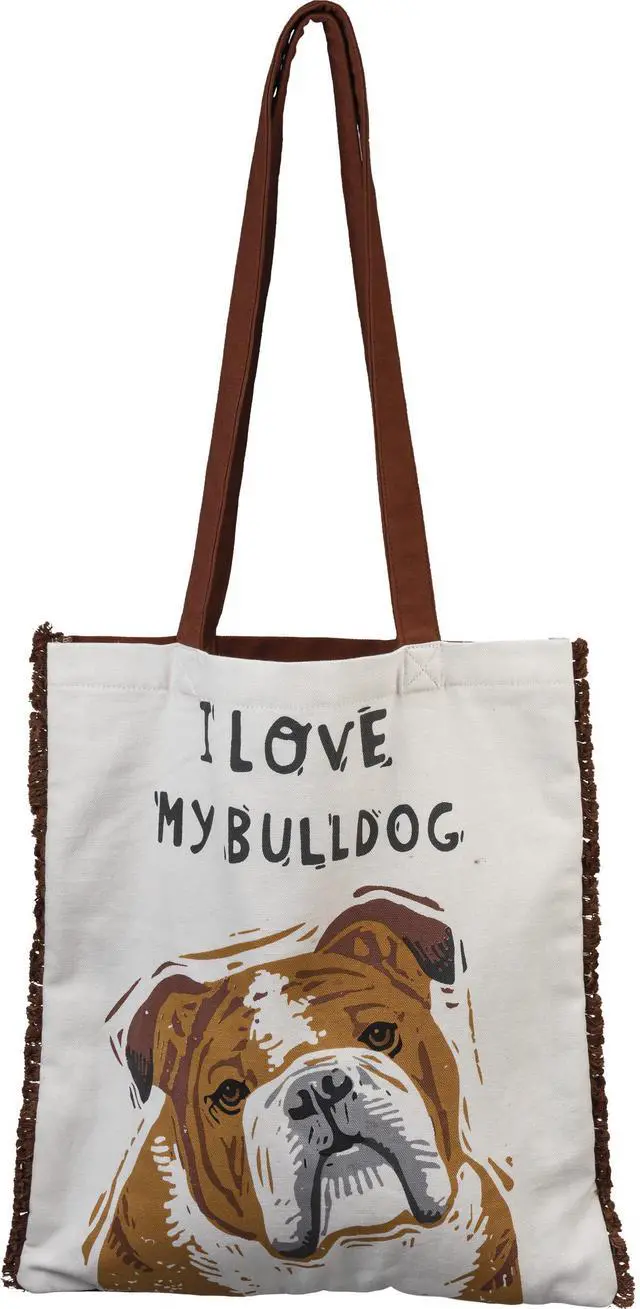 Main image of Primitives By Kathy Market Shopping Tote - I Love My Bulldog
