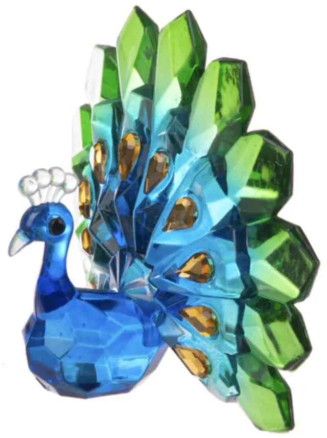 Alt view image 2 of 3 - Ganz Crystal Expressions Decorative Peacock Figurine, Blue & Green Acrylic Gems