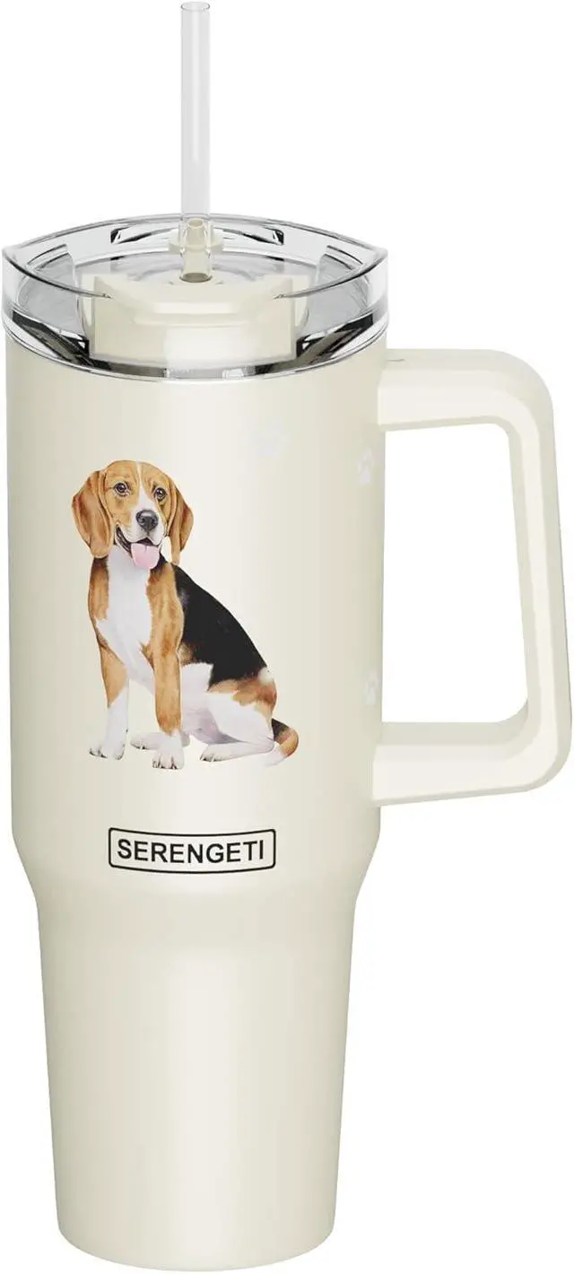Alt view image 2 of 2 - Serengeti 40 Oz Beagle Dog Stainless Steel Tumbler with Handle, Straw & Lid