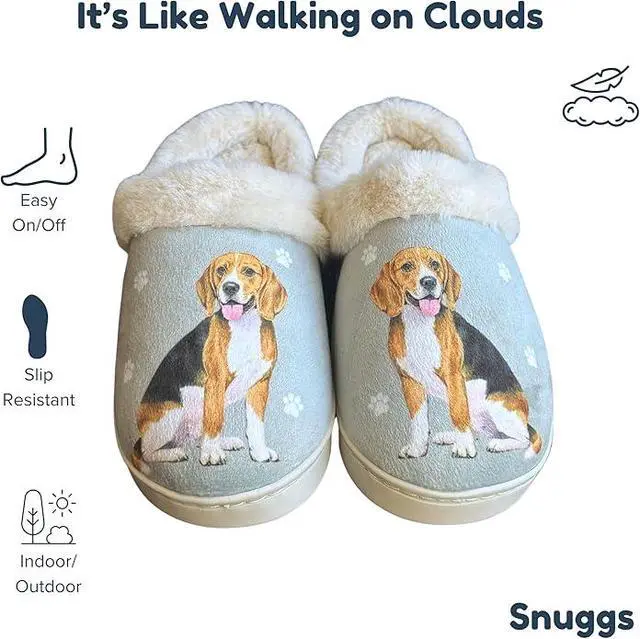 Alt view image 2 of 4 - E&S Pets Beagle Snugg Slippers for Pet Lovers - Fuzzy Memory Foam, S/M