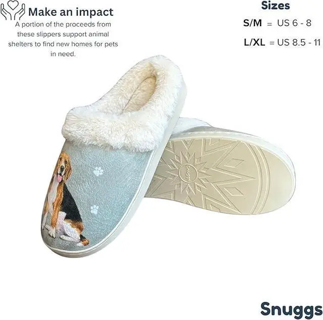 Alt view image 4 of 4 - E&S Pets Beagle Snugg Slippers for Pet Lovers - Fuzzy Memory Foam, S/M