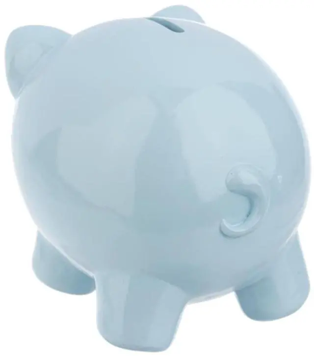 Alt view image 3 of 4 - Ganz Blue Pig Money Bank, 6-inch Length, Pink, Polyresin
