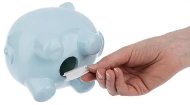 Alt view image 4 of 4 - Ganz Blue Pig Money Bank, 6-inch Length, Pink, Polyresin
