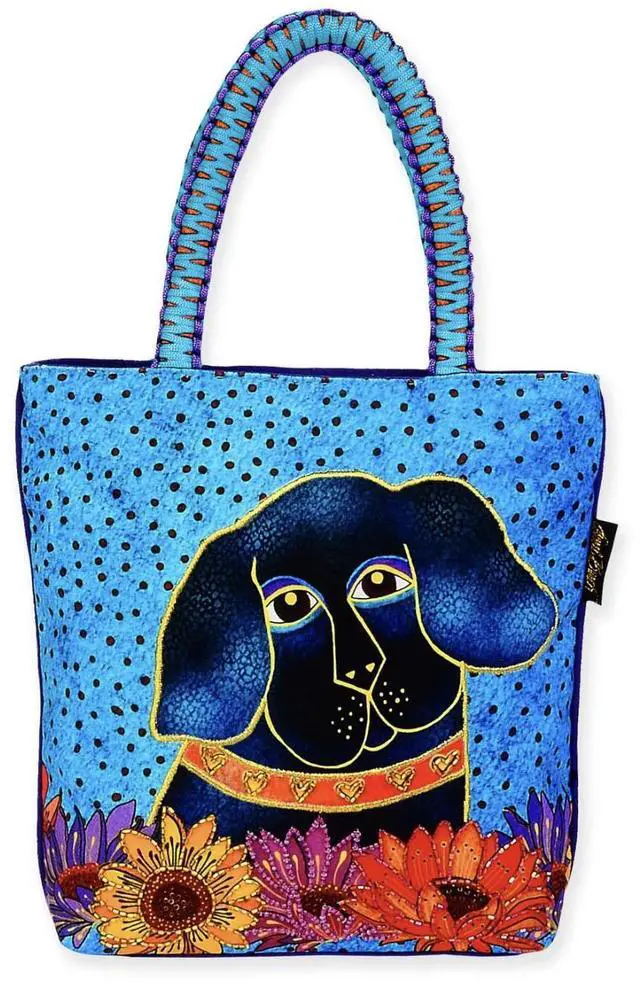 Main image of Laurel Burch Matisse in Flowers Black Lab Dog Medium Tote, 10" x 3" x 10.25"