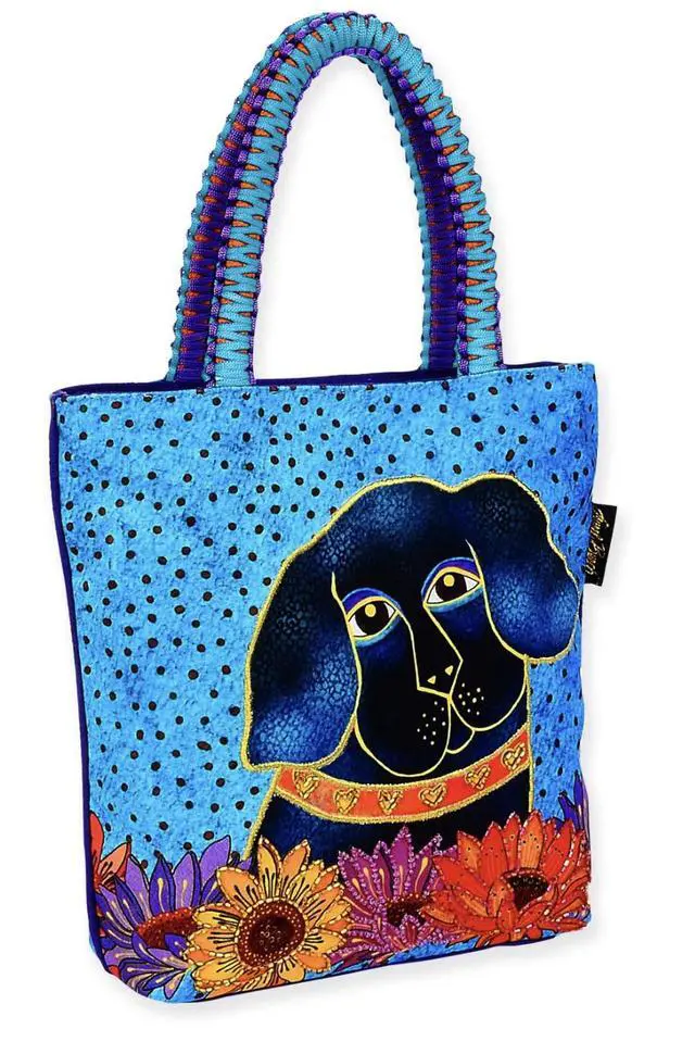 Alt view image 3 of 3 - Laurel Burch Matisse in Flowers Black Lab Dog Medium Tote, 10" x 3" x 10.25"