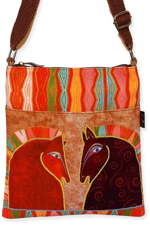 Alt view image 2 of 3 - Laurel Burch Rushia & Rusty Horses Small Crossbody Bag, 7.5" x 10"