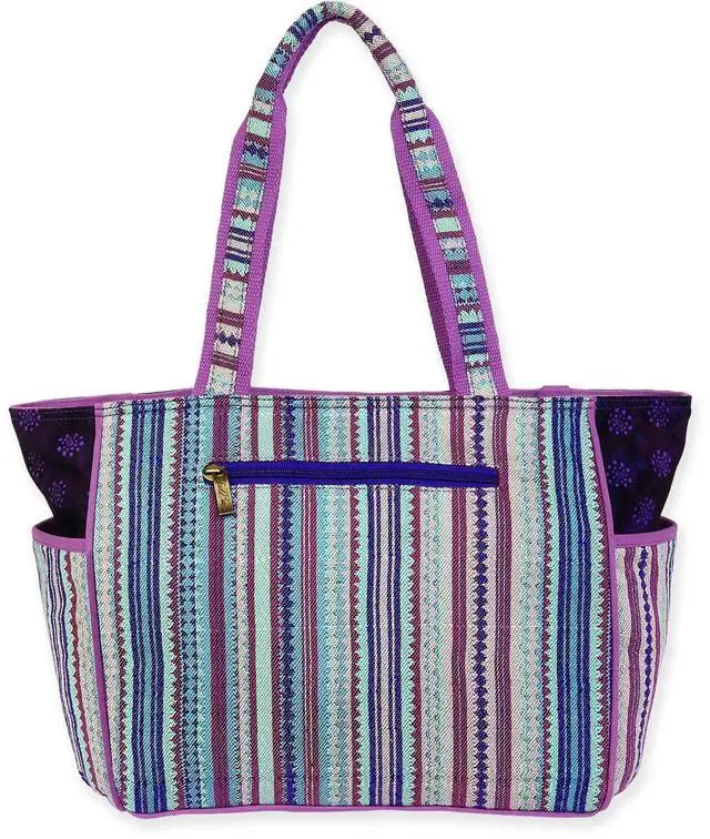 Alt view image 2 of 3 - Laurel Burch Amigos De Colores Dog Friends Large Shoulder Tote Bag, 19"x7"x12"