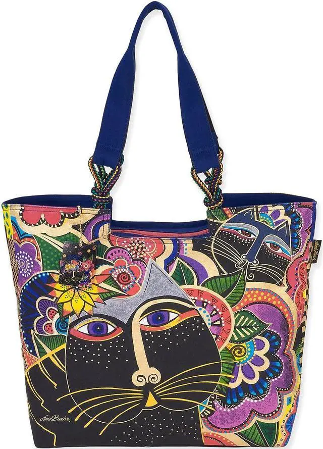 Main image of Laurel Burch Shoulder Tote, 21 by 5 by 15-Inch, Carlotta's Cats