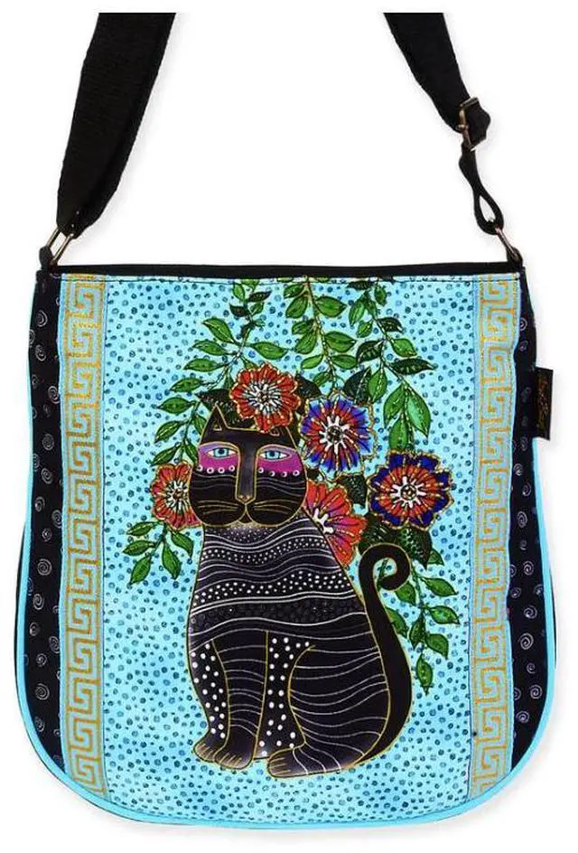 Alt view image 2 of 4 - Laurel Burch Kitty Noir Black Cat Medium Crossbody Bag, 10 x 2.25 x12 inches
