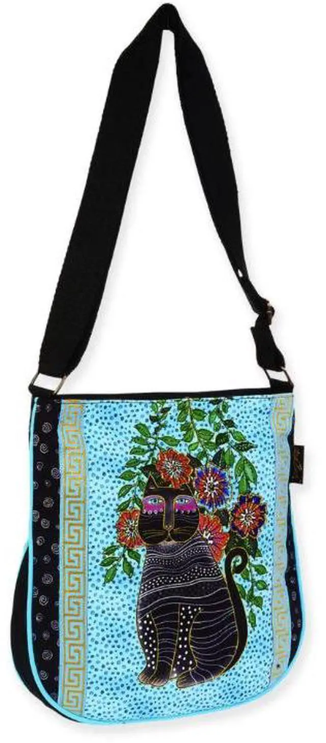 Alt view image 4 of 4 - Laurel Burch Kitty Noir Black Cat Medium Crossbody Bag, 10 x 2.25 x12 inches