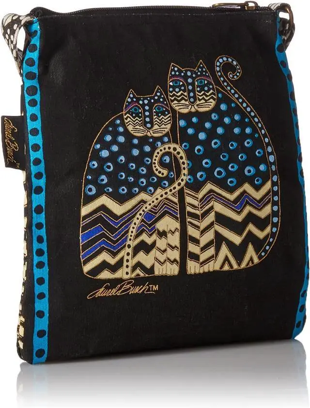Alt view image 3 of 4 - Laurel Burch LB4315 Crossbody Tote w/ Zipper Top, Spotted Cats, Polka Dot Gatos