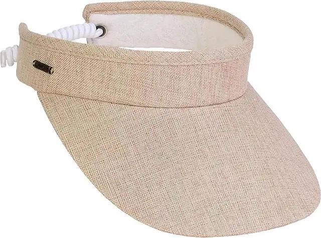 Main image of Sun N Sand Women's Adjustable Coil Visor UV 50, Brim 3.5", Solid Beige
