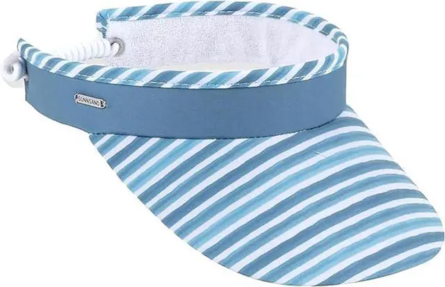 Main image of Sun N Sand Women's Adjustable Coil Visor UV 50, Brim 3.5", Turquoise Stripes