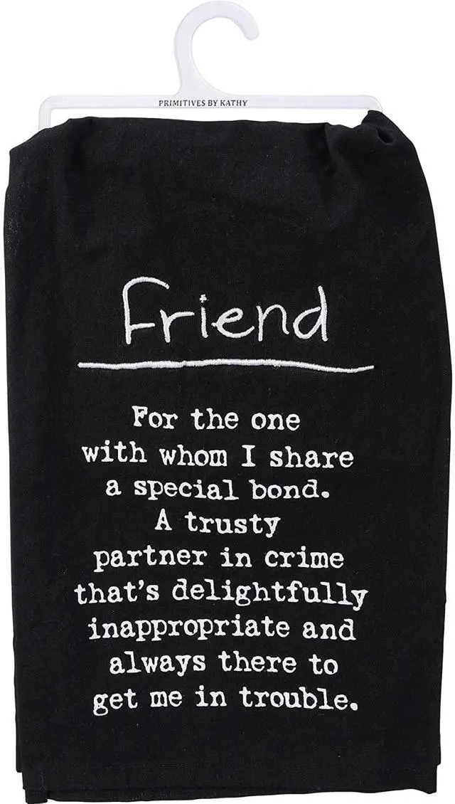Main image of Primitives by Kathy Kitchen Embroidered Dish Towel - Definition: Friend