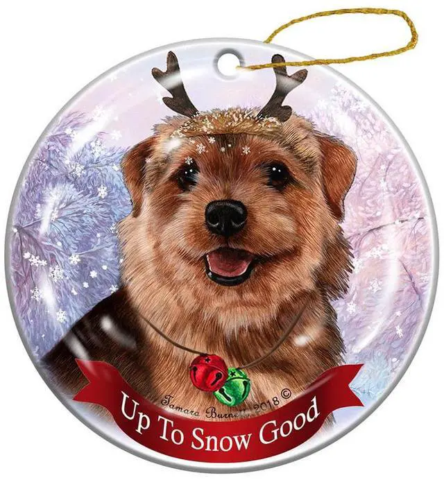 Main image of Holiday Pet Gifts Norfolk Terrier Grizzle Dog Porcelain Christmas Ornament