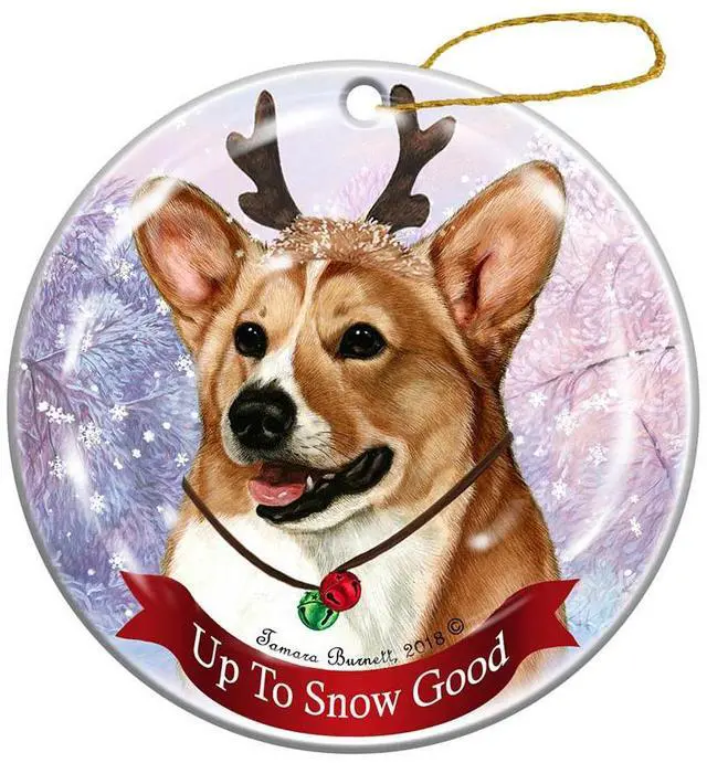Main image of Holiday Pet Gifts Tan and White Corgi Dog Porcelain Christmas Ornament