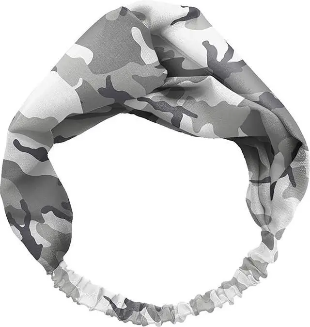 Main image of Spoontiques Printed Fabric, Knotted Hair Head Band for Everyday Use, Grey Camo