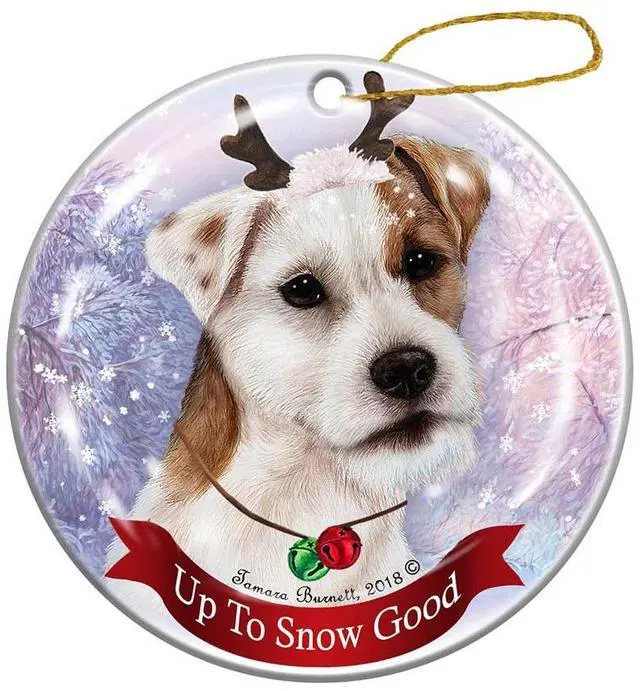 Main image of Holiday Pet Gifts Jack Russell Wirehair Tan/White Dog Porcelain Christmas Ornament