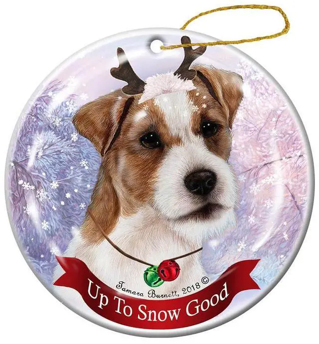 Main image of Holiday Pet Gifts Jack Russell Wirehair Brown/White Dog Porcelain Christmas Ornament