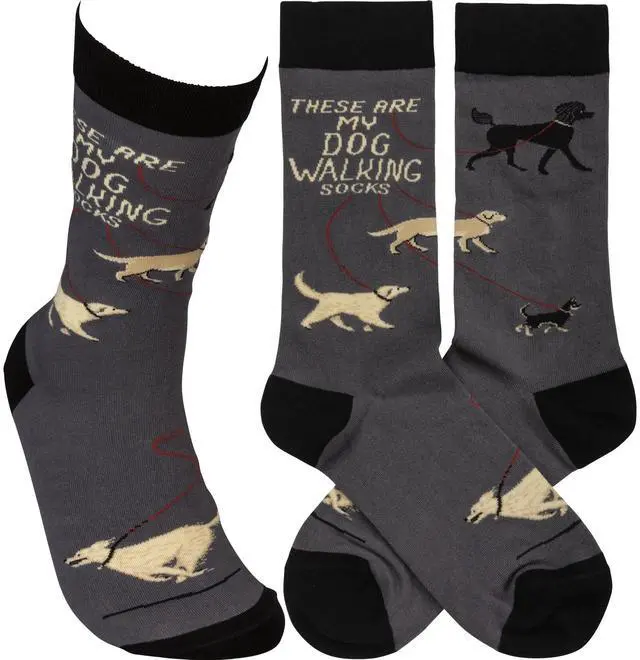 Main image of Primitives by Kathy Socks - These Are My Dog Walking Colorfully Printed Socks